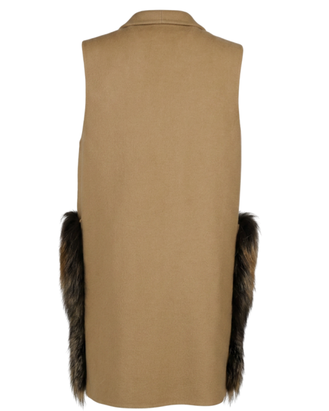 2010s Barneys New York Sleeveless Coat With Silver Fox Trim