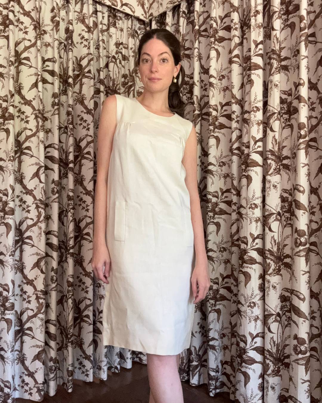 1960s Bergdorf Goodman Whiten Linen Dress and Jacket Set
