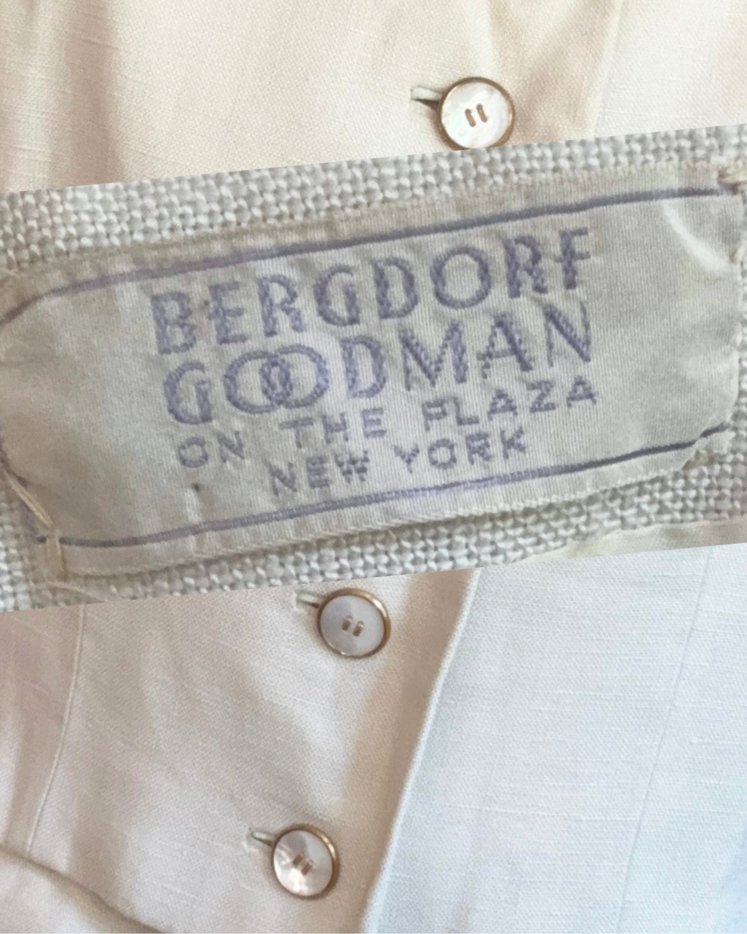 1960s Bergdorf Goodman Whiten Linen Dress and Jacket Set