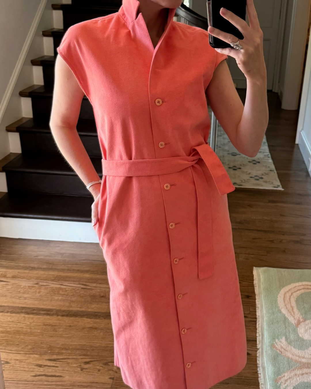 1970s Samuel Robert Salmon Suede Dress