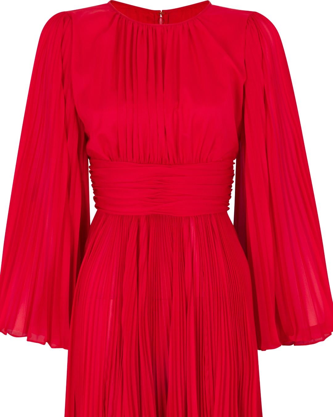 2020s Dolce & Gabbana Red Long Sleeve Pleated Maxi Dress