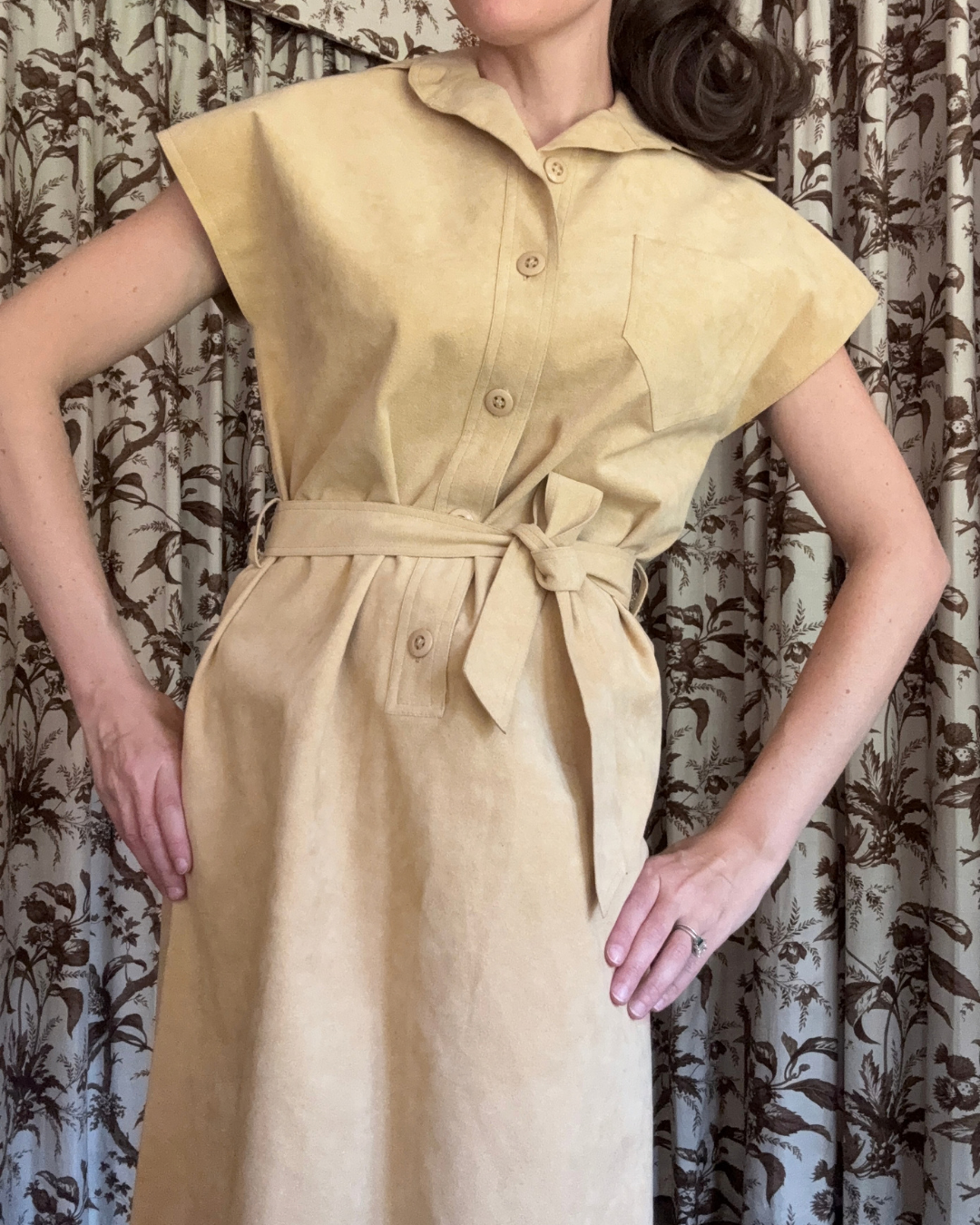 Howard Wolf Tan Suede Midi Dress