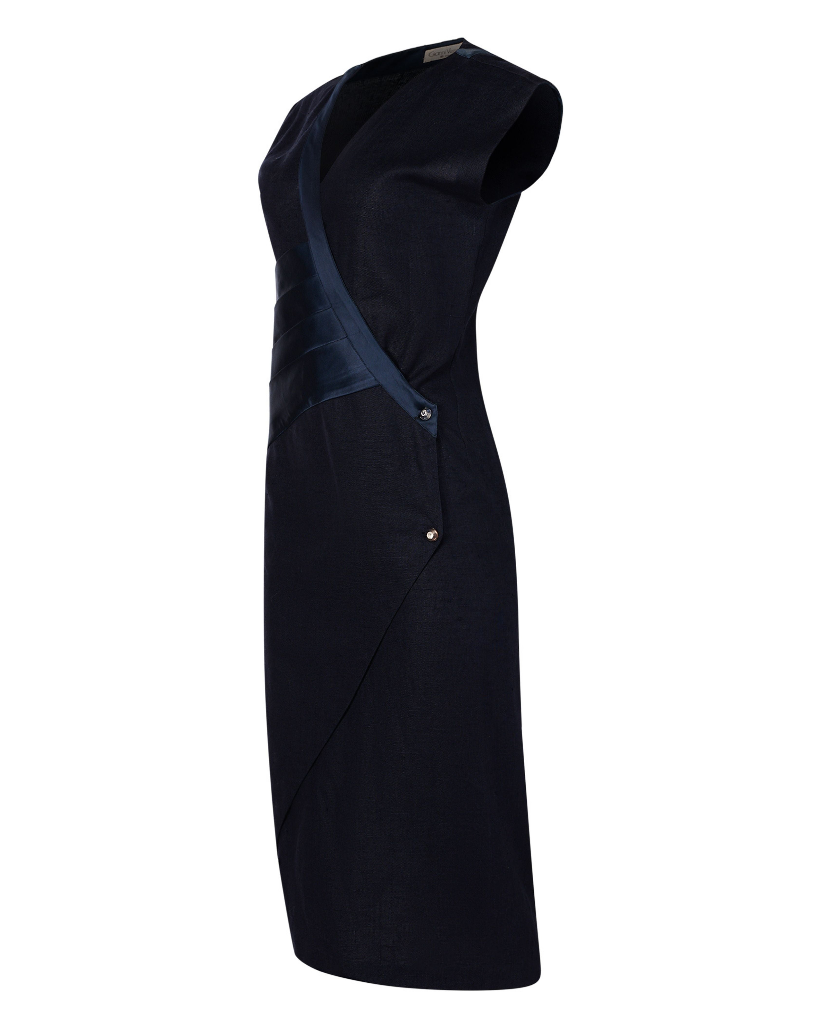 1980s/1990s Gianni Versace Black and Navy Linen Dress