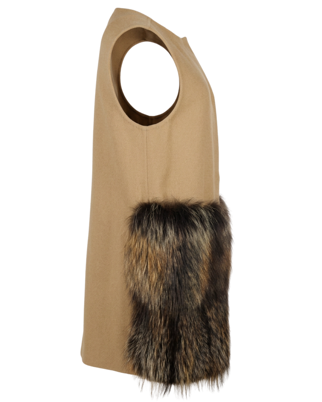 2010s Barneys New York Sleeveless Coat With Silver Fox Trim