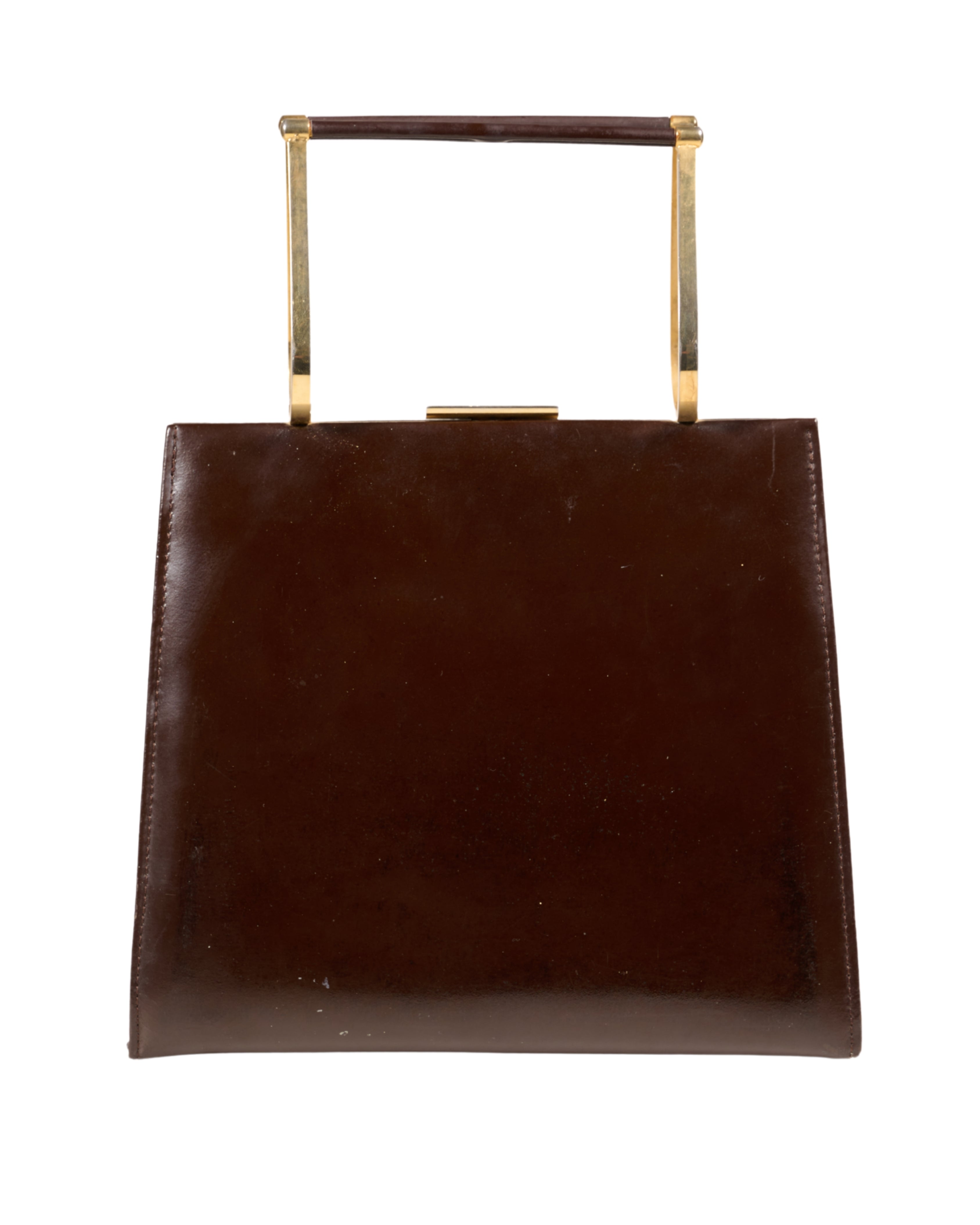 c. 1960s Unlabeled Brown Leather Handbag