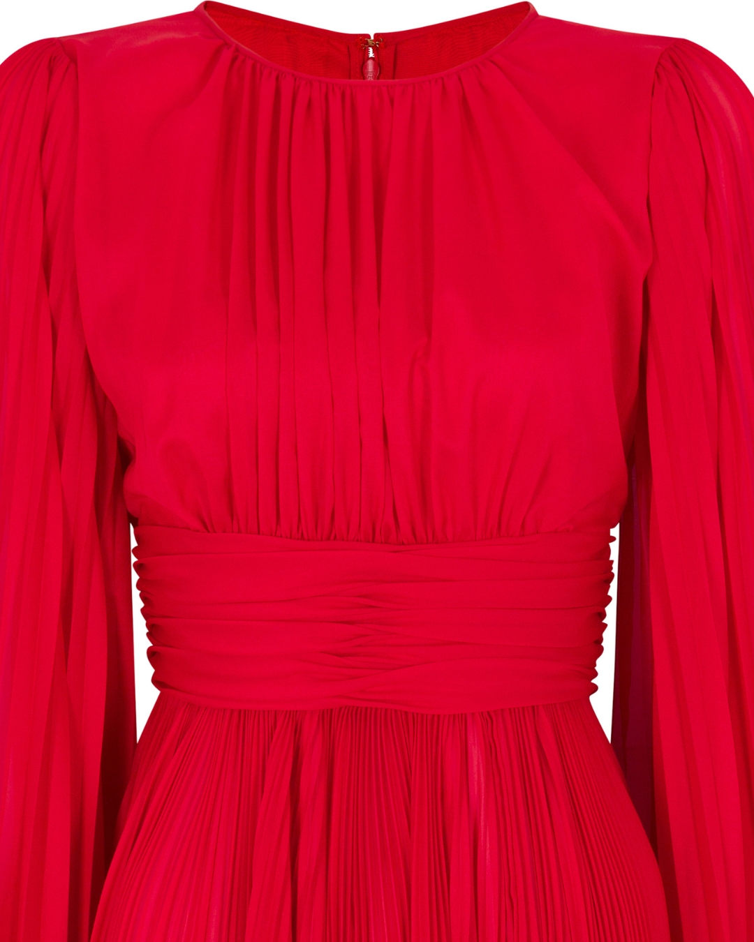 2020s Dolce & Gabbana Red Long Sleeve Pleated Maxi Dress