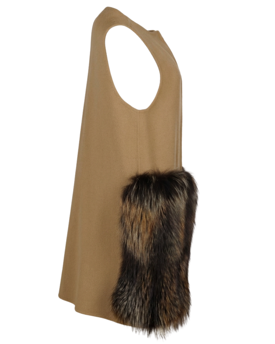 2010s Barneys New York Sleeveless Coat With Silver Fox Trim
