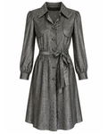1970s Geoffrey Beene Boutique Metallic Button Down Dress