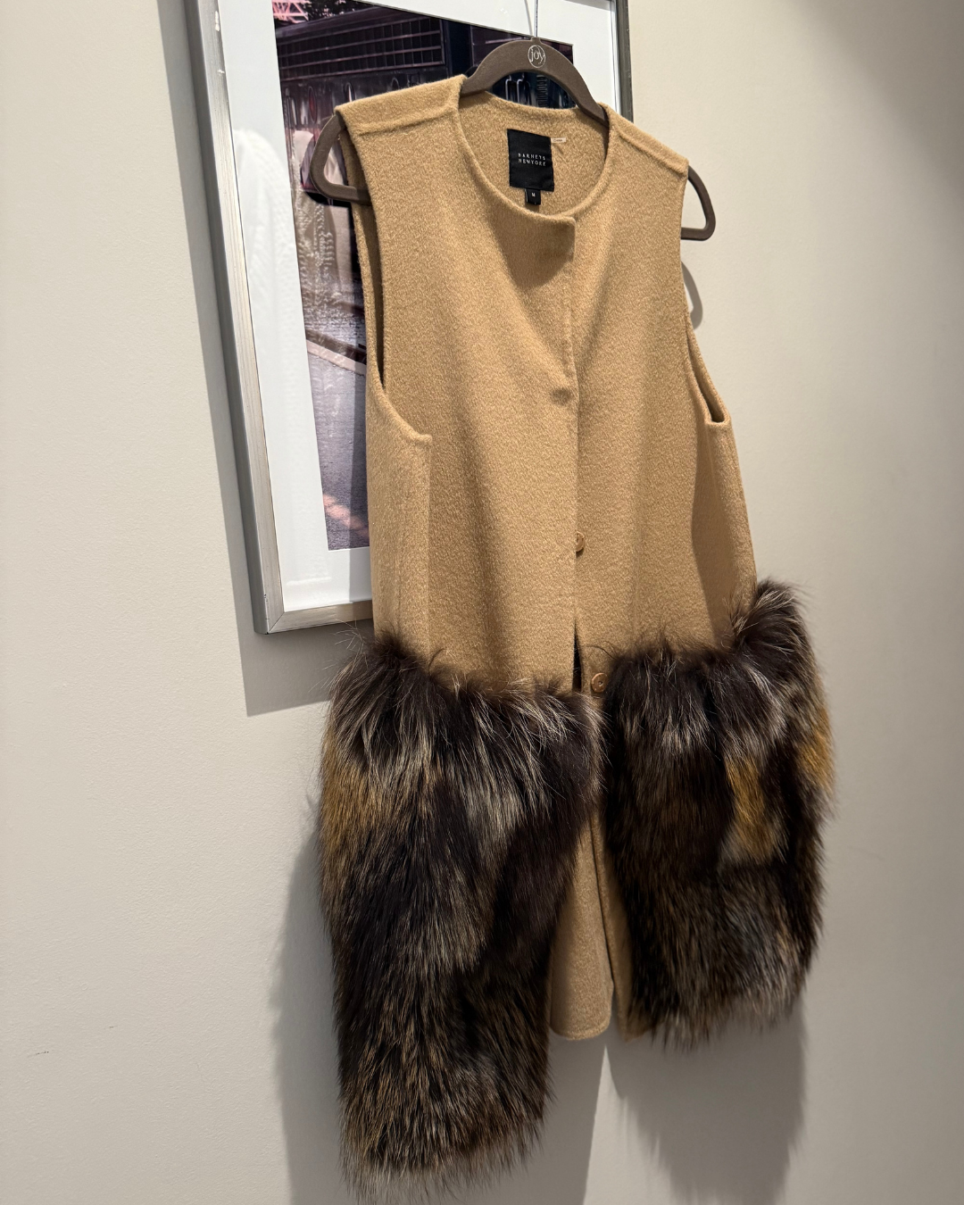 2010s Barneys New York Sleeveless Coat With Silver Fox Trim