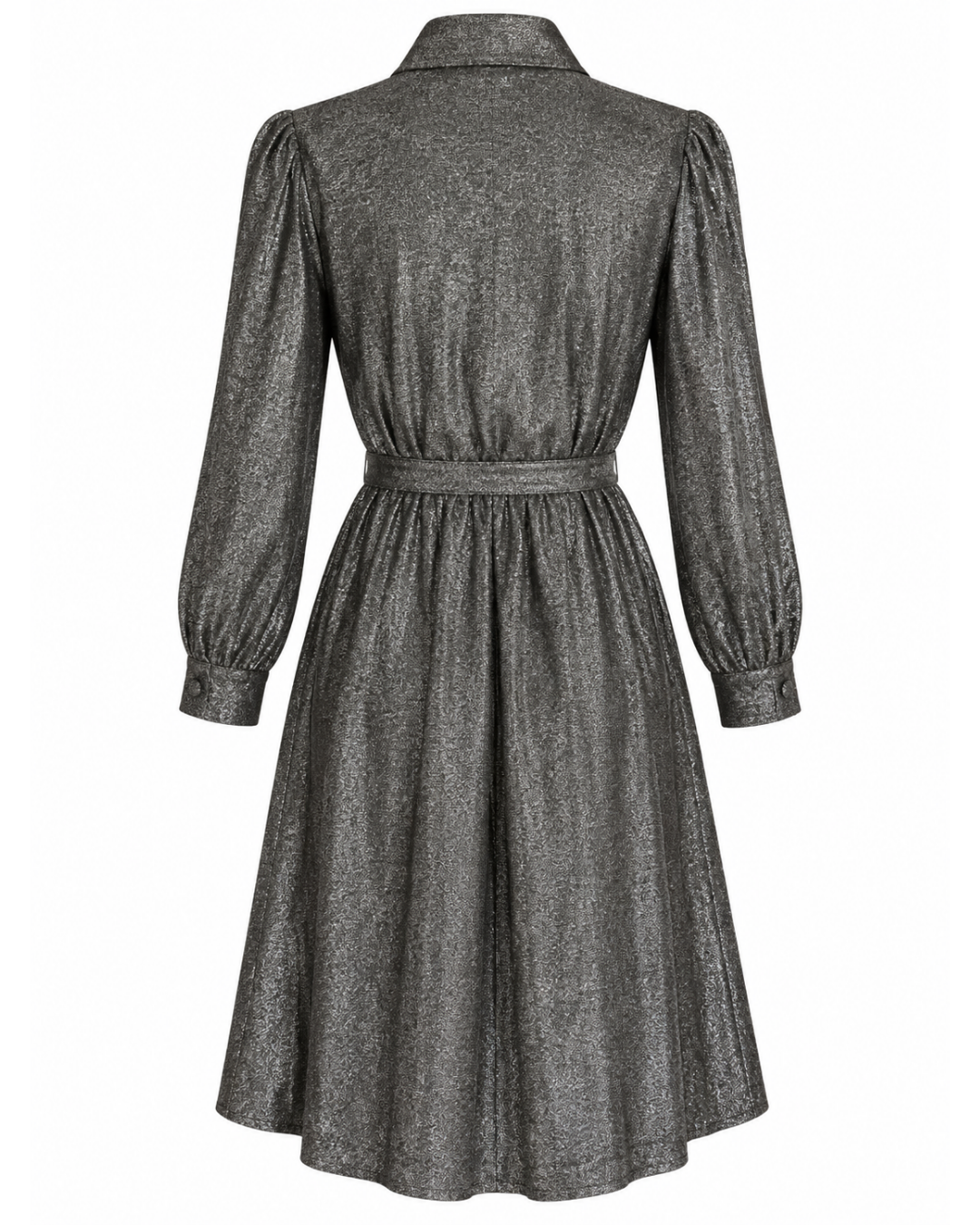 1970s Geoffrey Beene Boutique Metallic Button Down Dress