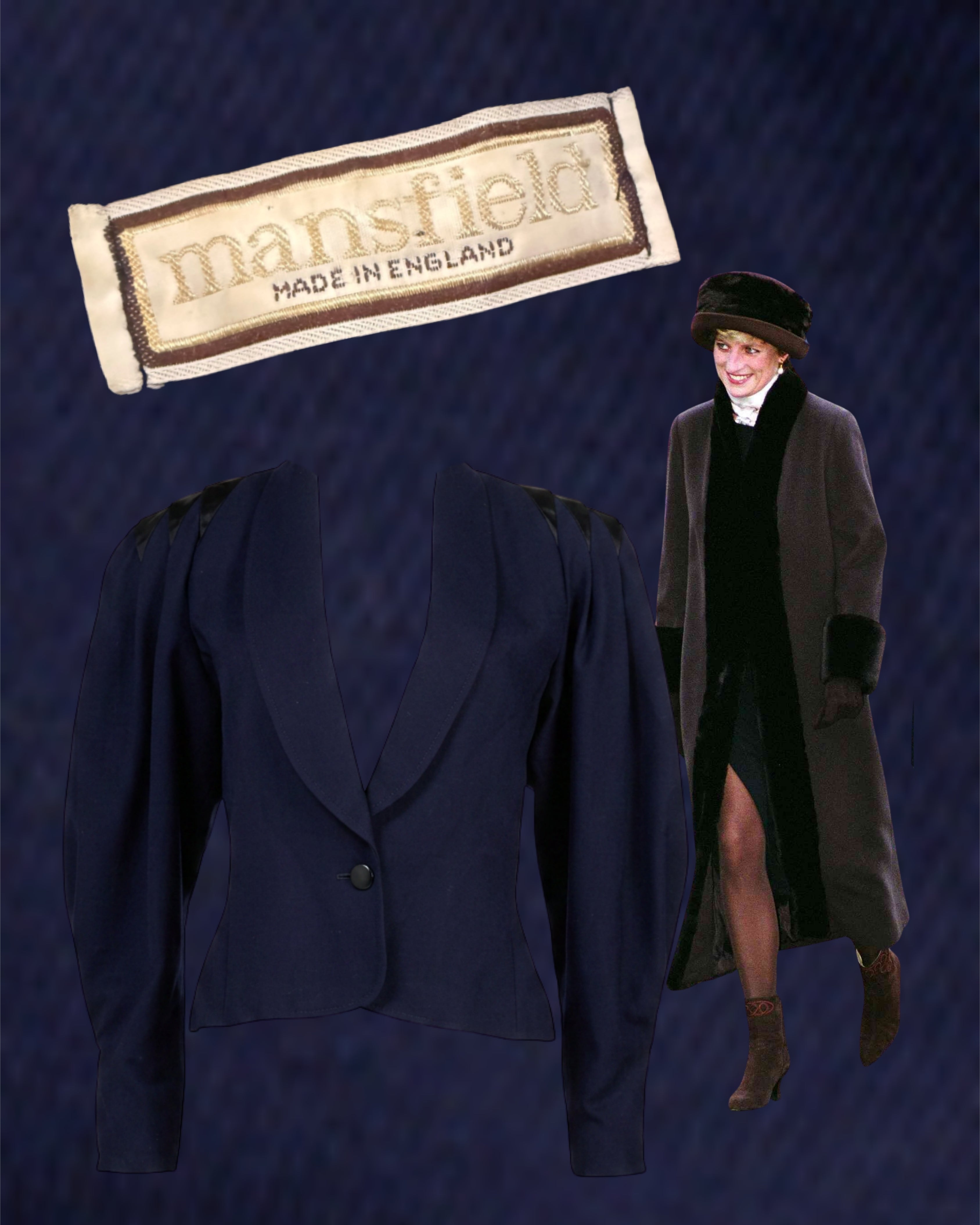 1980s Mansfield Navy Blazer with Black Leather Trim