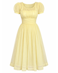 1950s/60s Sheer Yellow Polka Dot Midi Dress