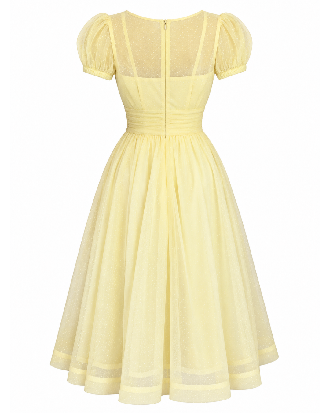 1950s/60s Sheer Yellow Polka Dot Midi Dress