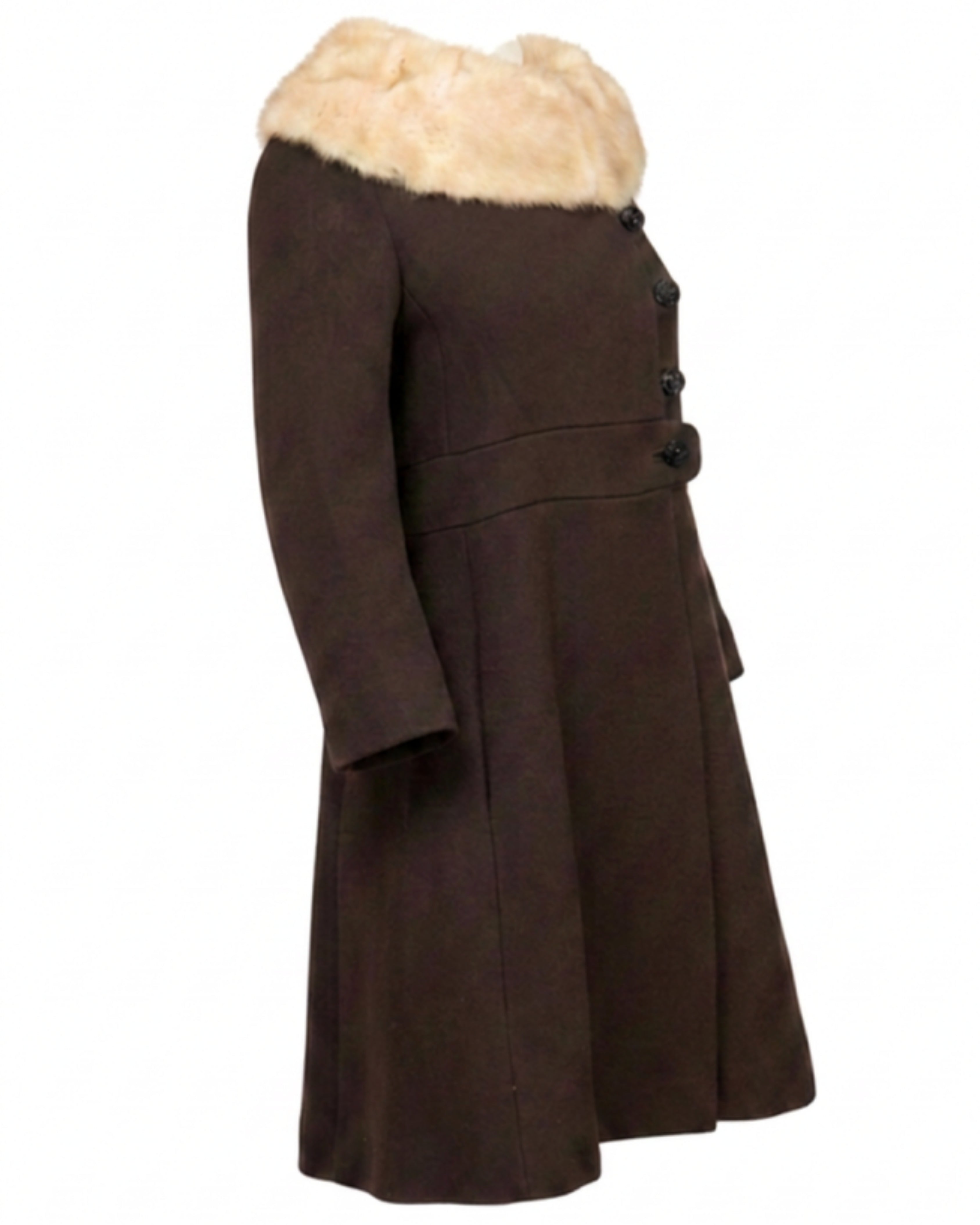 1960s Wool Coat With Mink Collar