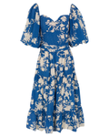 2020s Johanna Ortiz Blue and White Floral Midi Dress