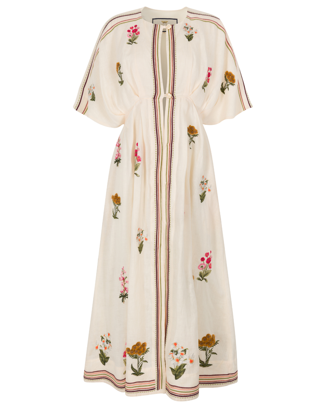 2026 Agua Bendita Linen Embroidered Maxi Dress
