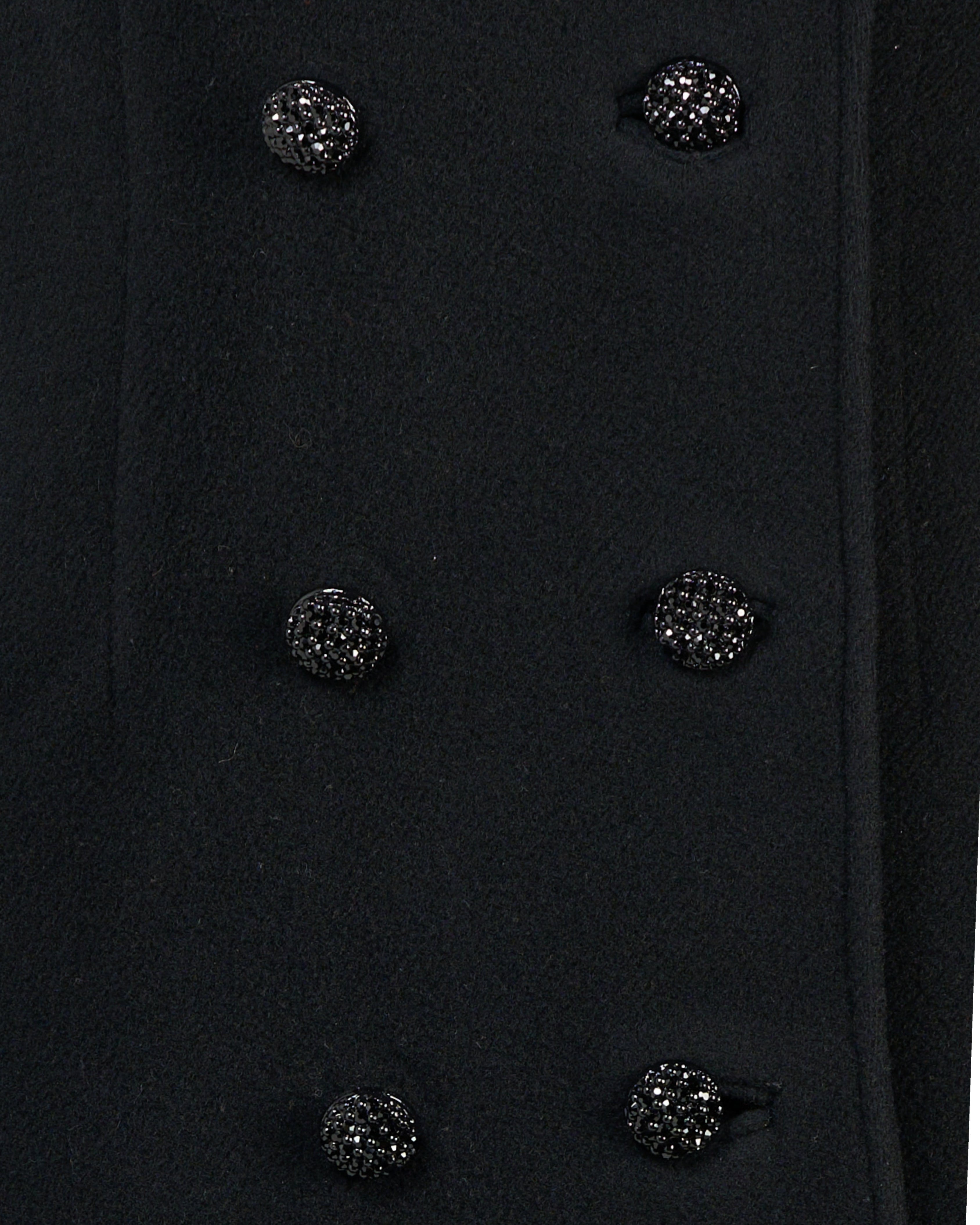 Late 20th-Century Black Coat With Rhinestone Buttons