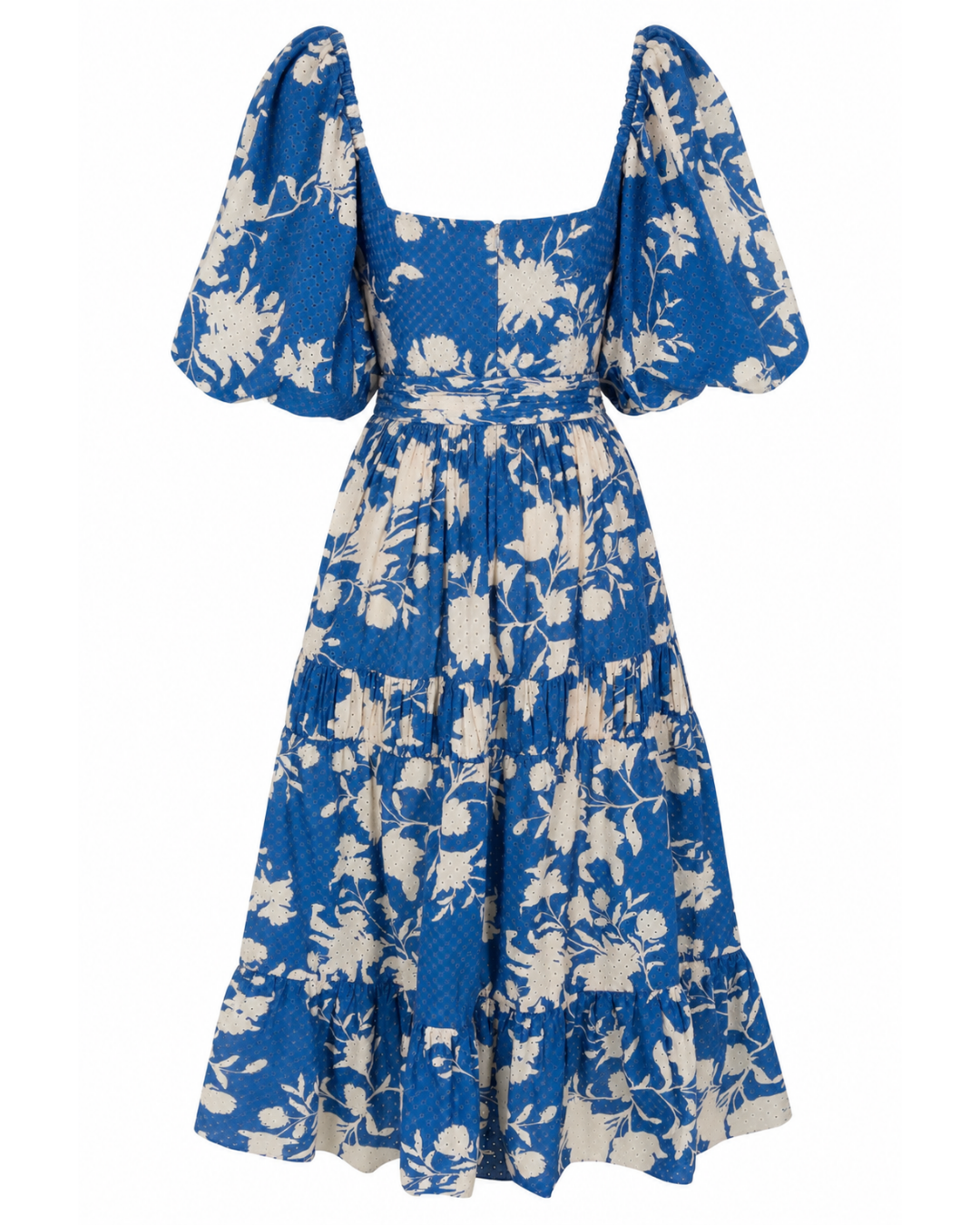2020s Johanna Ortiz Blue and White Floral Midi Dress