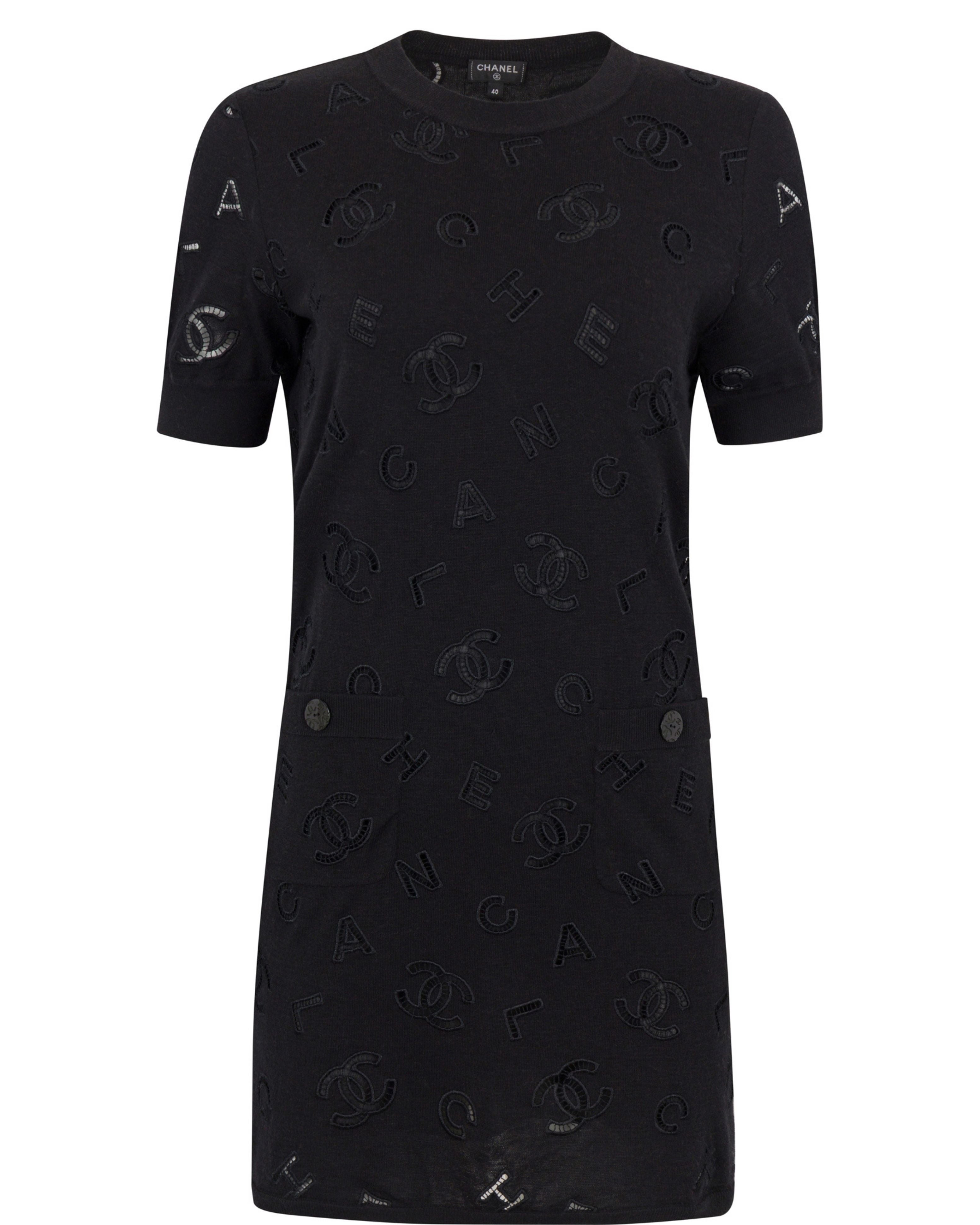 Cruise 2020 Chanel Logo Knit Black Dress