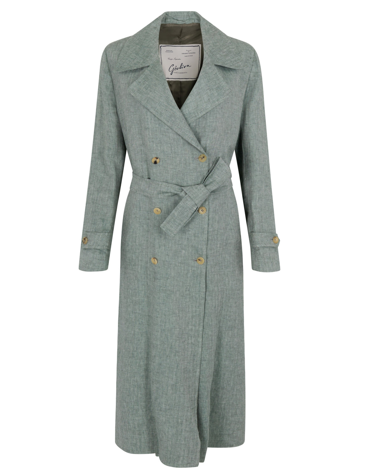 2020s Giuliva Heritage Blue Linen Trench Coat