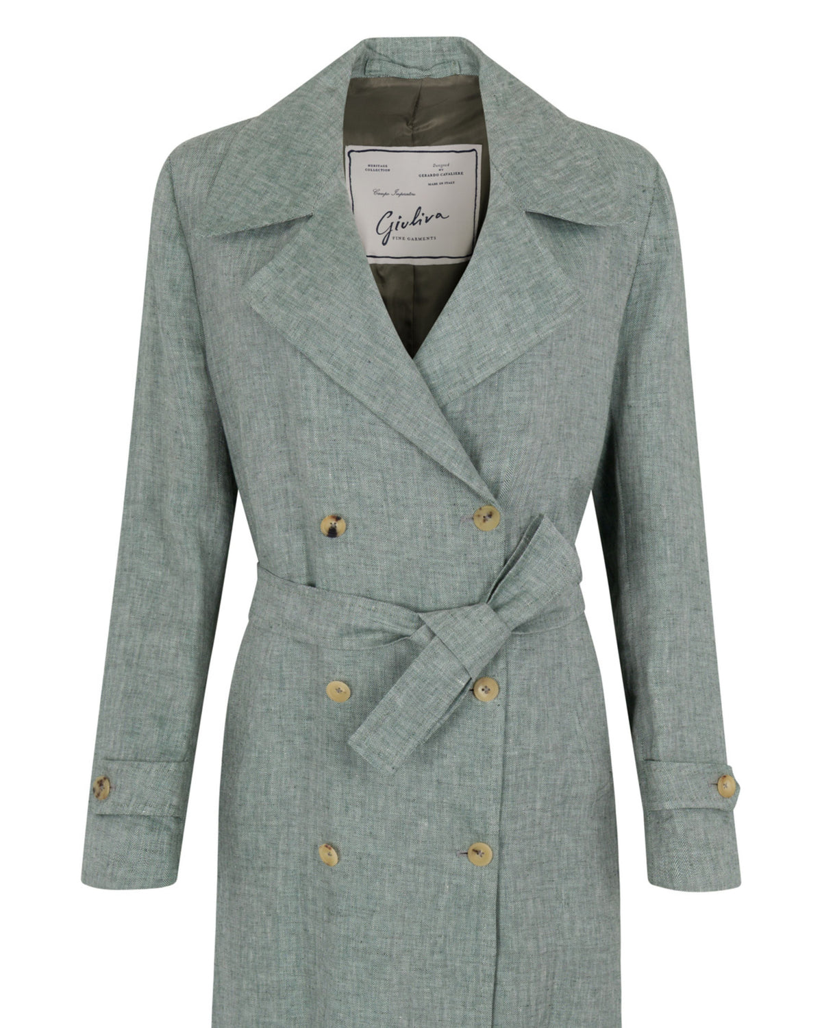 2020s Giuliva Heritage Blue Linen Trench Coat