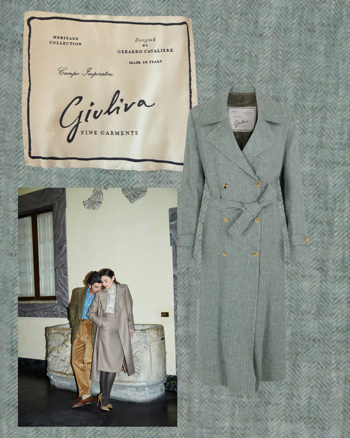 2020s Giuliva Heritage Blue Linen Trench Coat
