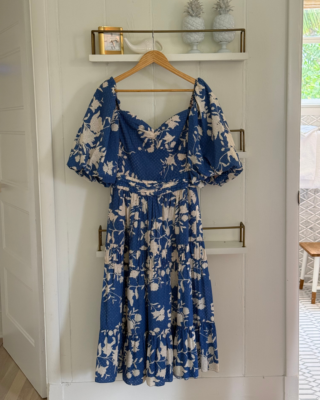2020s Johanna Ortiz Blue and White Floral Midi Dress