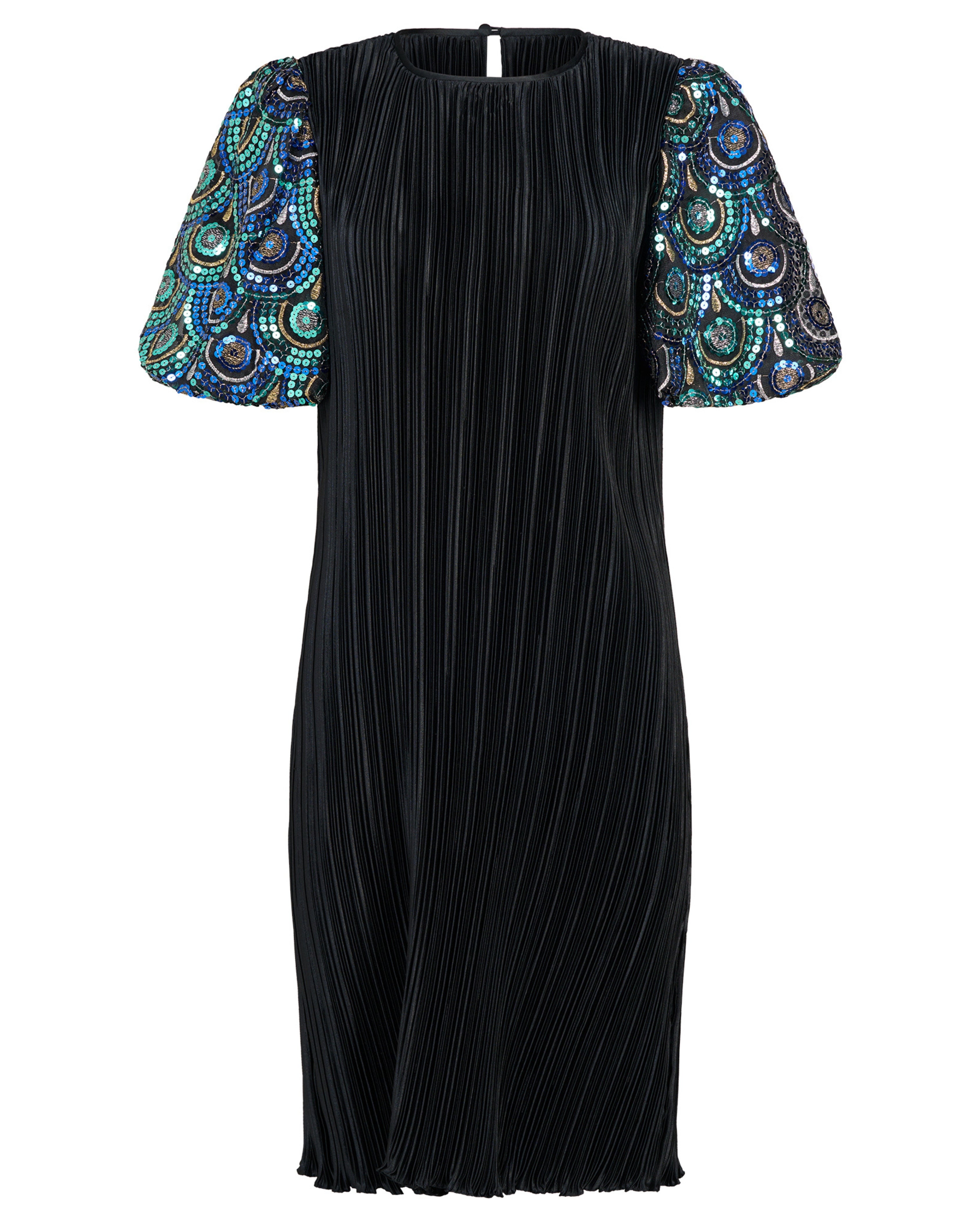 1980s Cattiva Pleated Dress With Sequin Sleeves