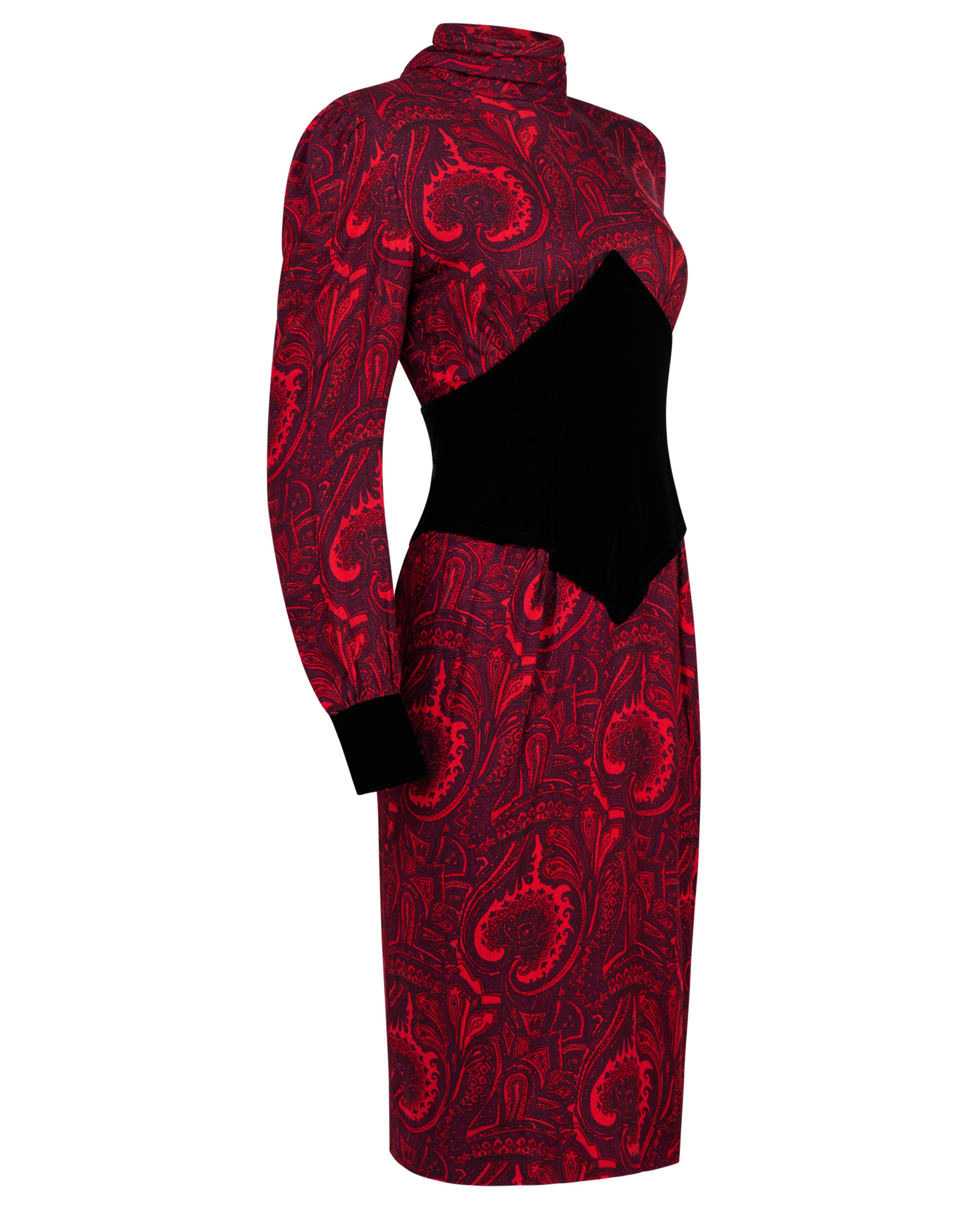 1970s/80s Victor Costa Day Paisley Dress