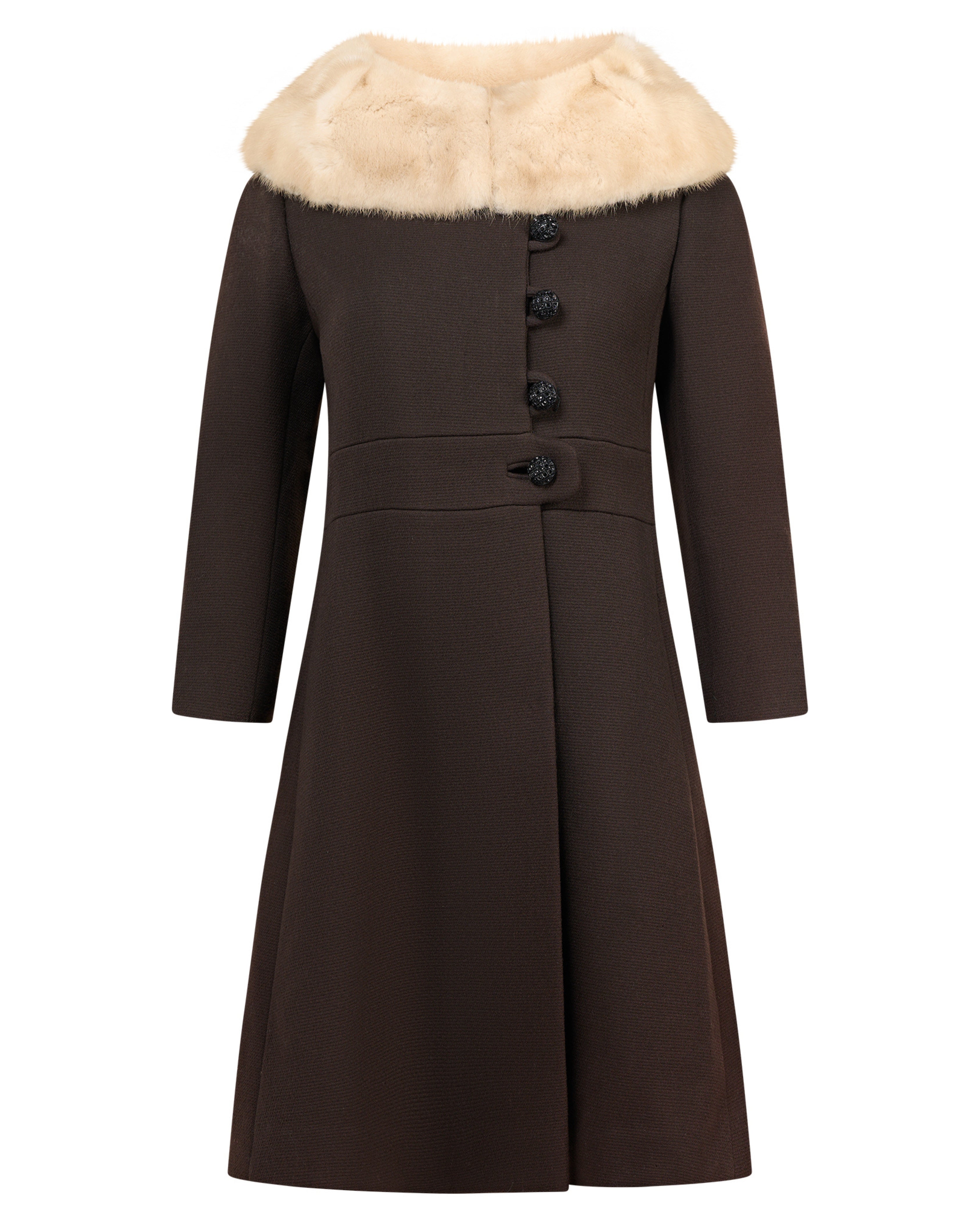1960s Wool Coat With Mink Collar