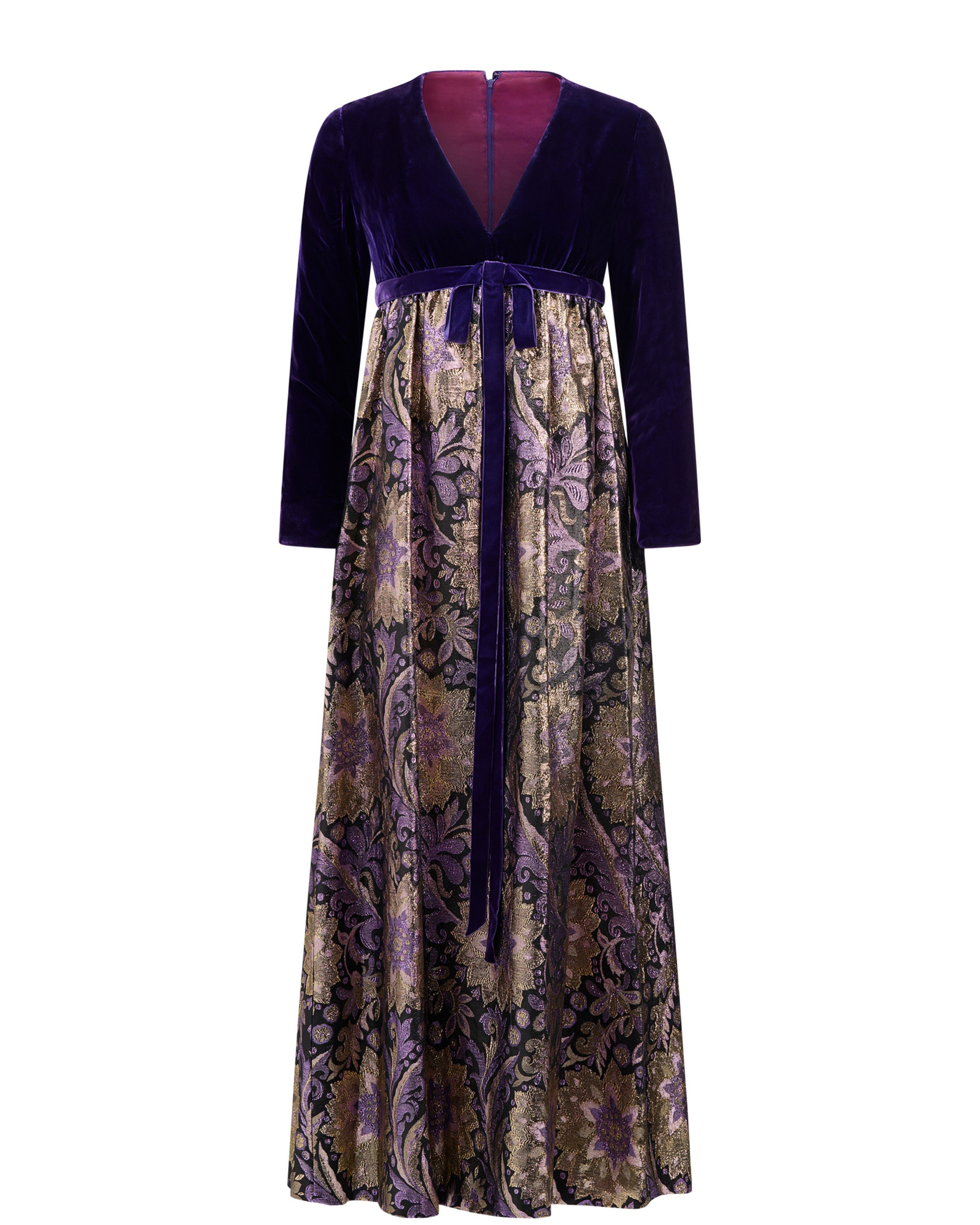 1960s Tina Leser Original Purple Velvet and Brocade Dress
