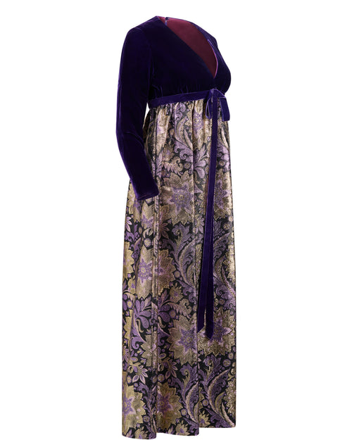 1960s Tina Leser Original Purple Velvet and Brocade Dress