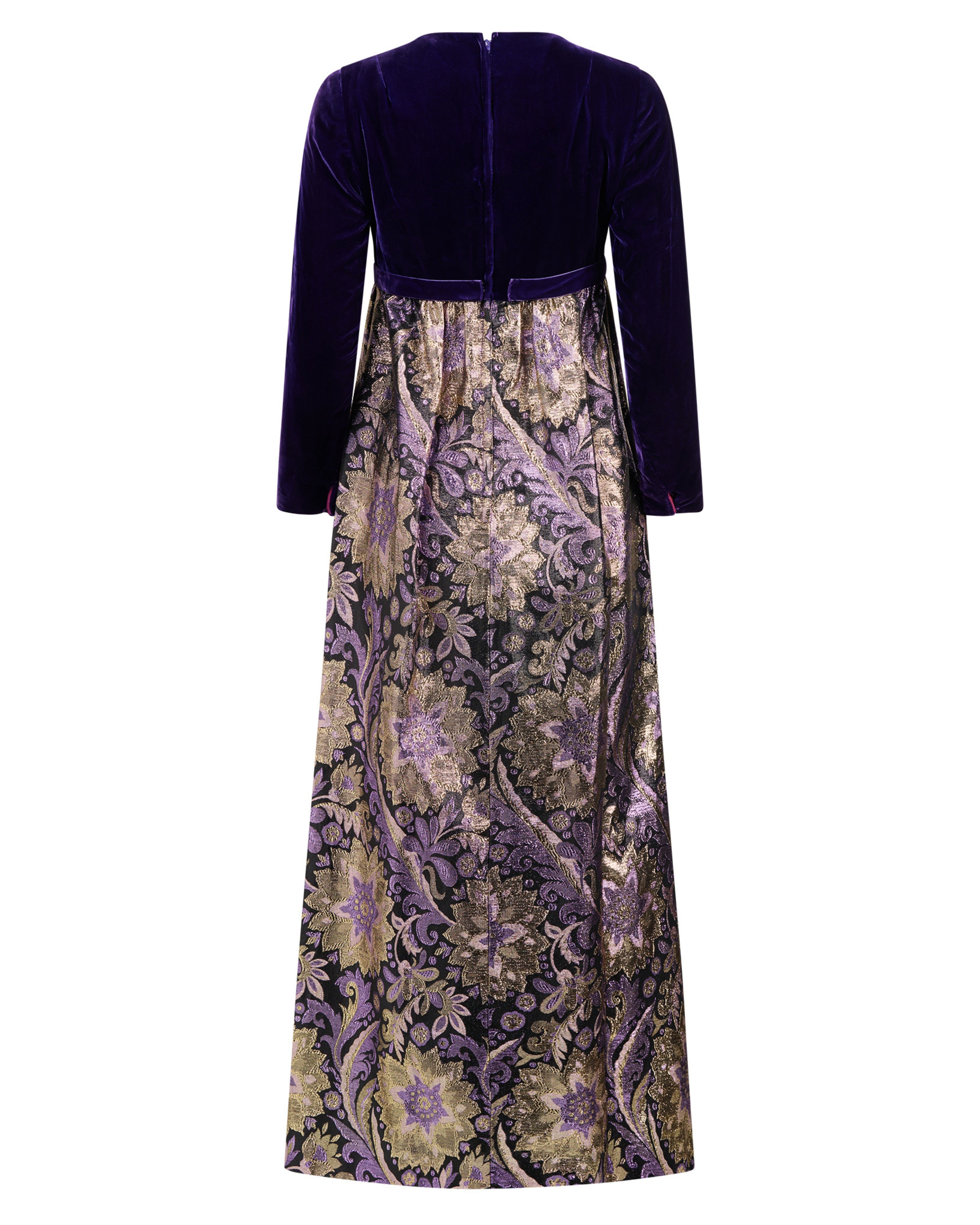 1960s Tina Leser Original Purple Velvet and Brocade Dress