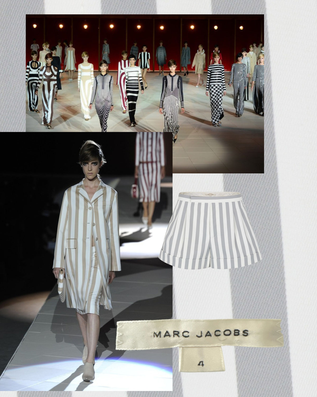 2010s Marc Jacobs Cuffed Striped Shorts