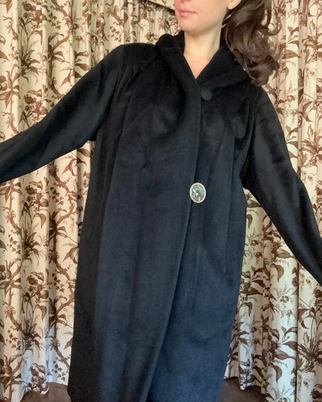 1960s Lilli Ann Black Long Coat
