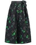 Late 20th-Century Green and Black Floral Midi Skirt
