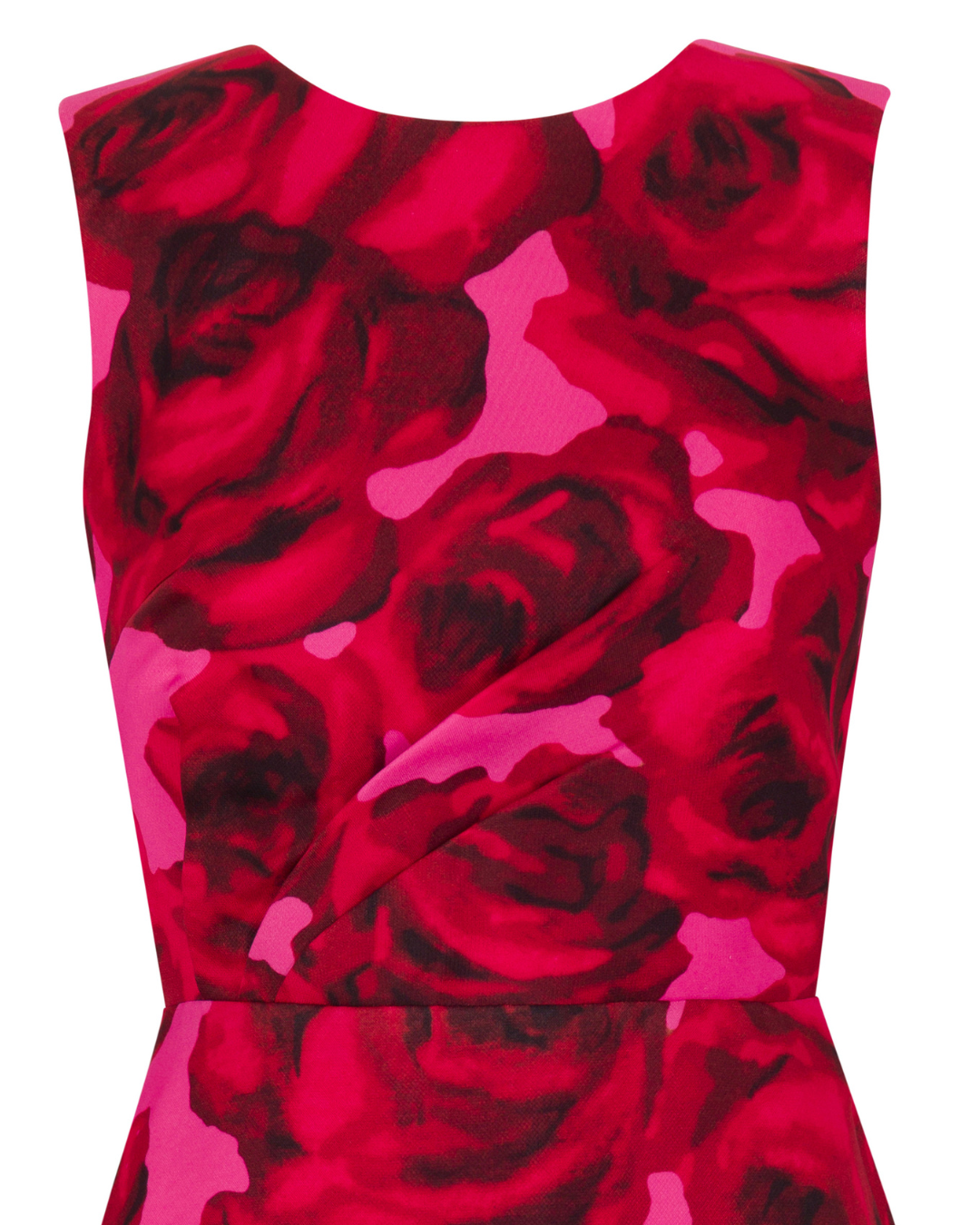 2023 Carolina Herrera Pink and Red Rose Patterned Midi Dress