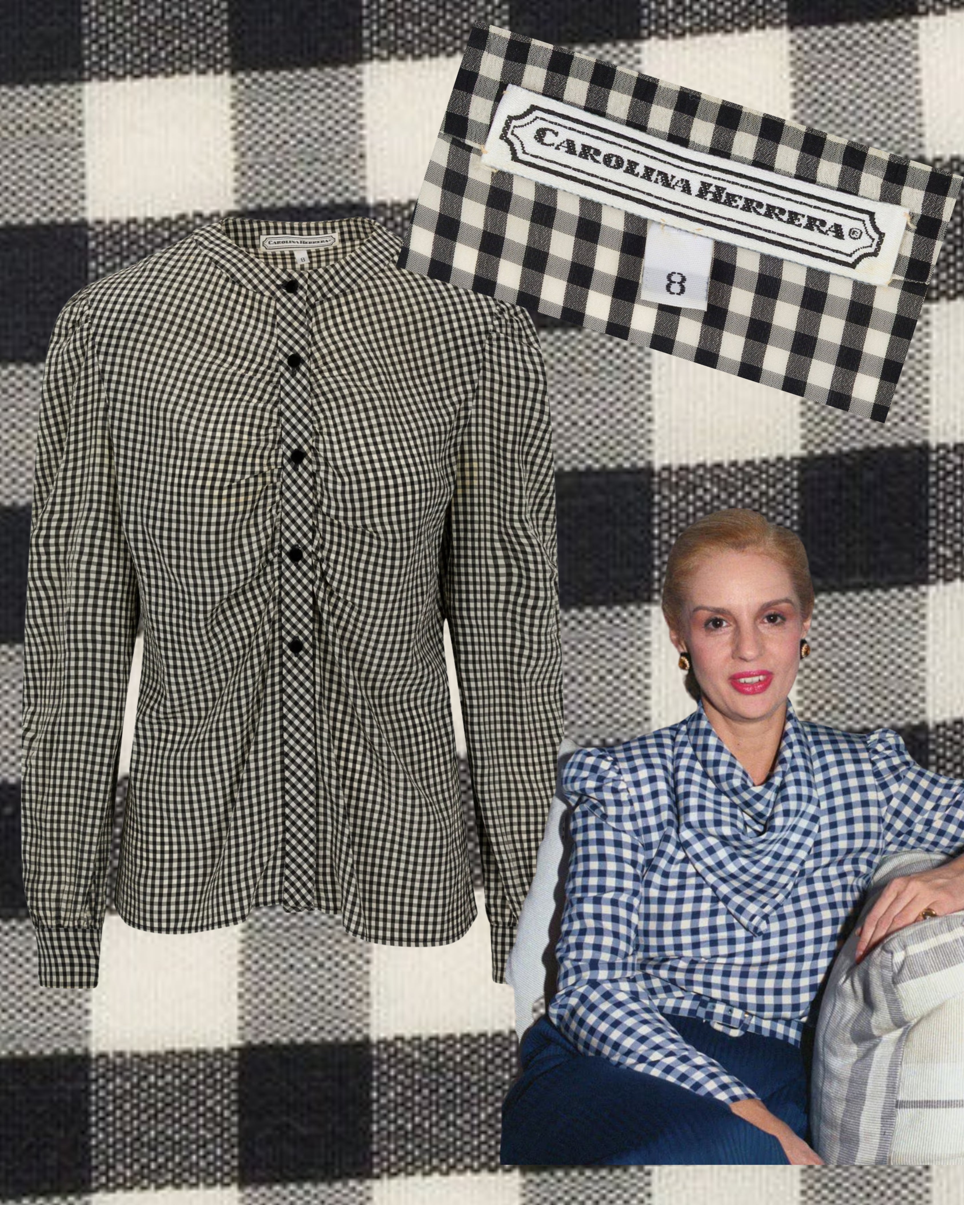’90s Carolina Herrera Gingham Button-Up Shirt