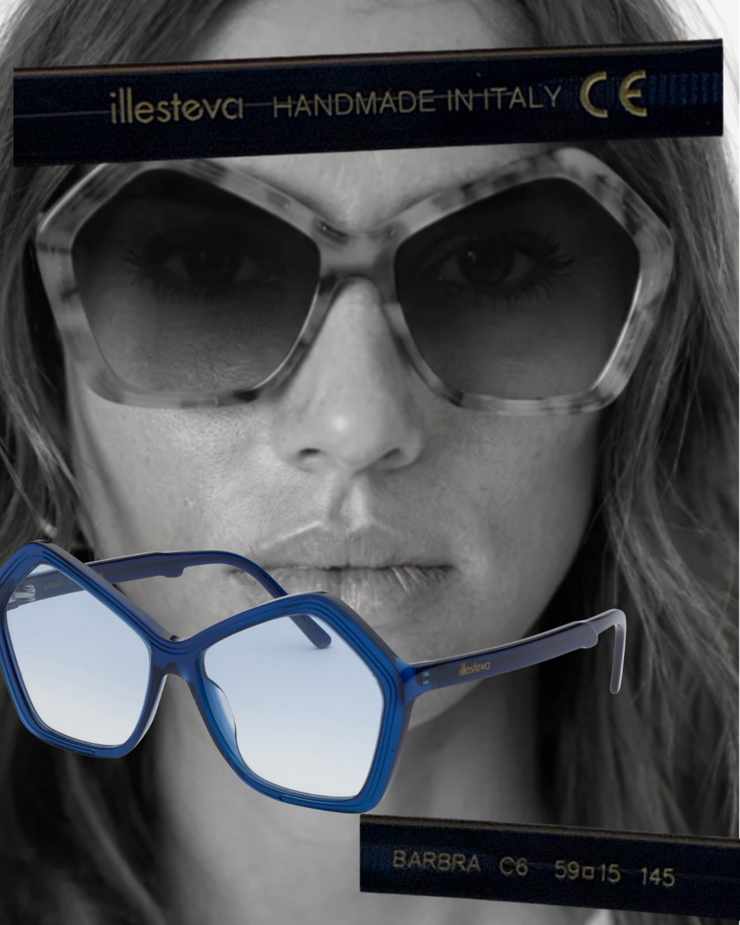 2020s Illesteva 'Barbra' Blue Sunglasses