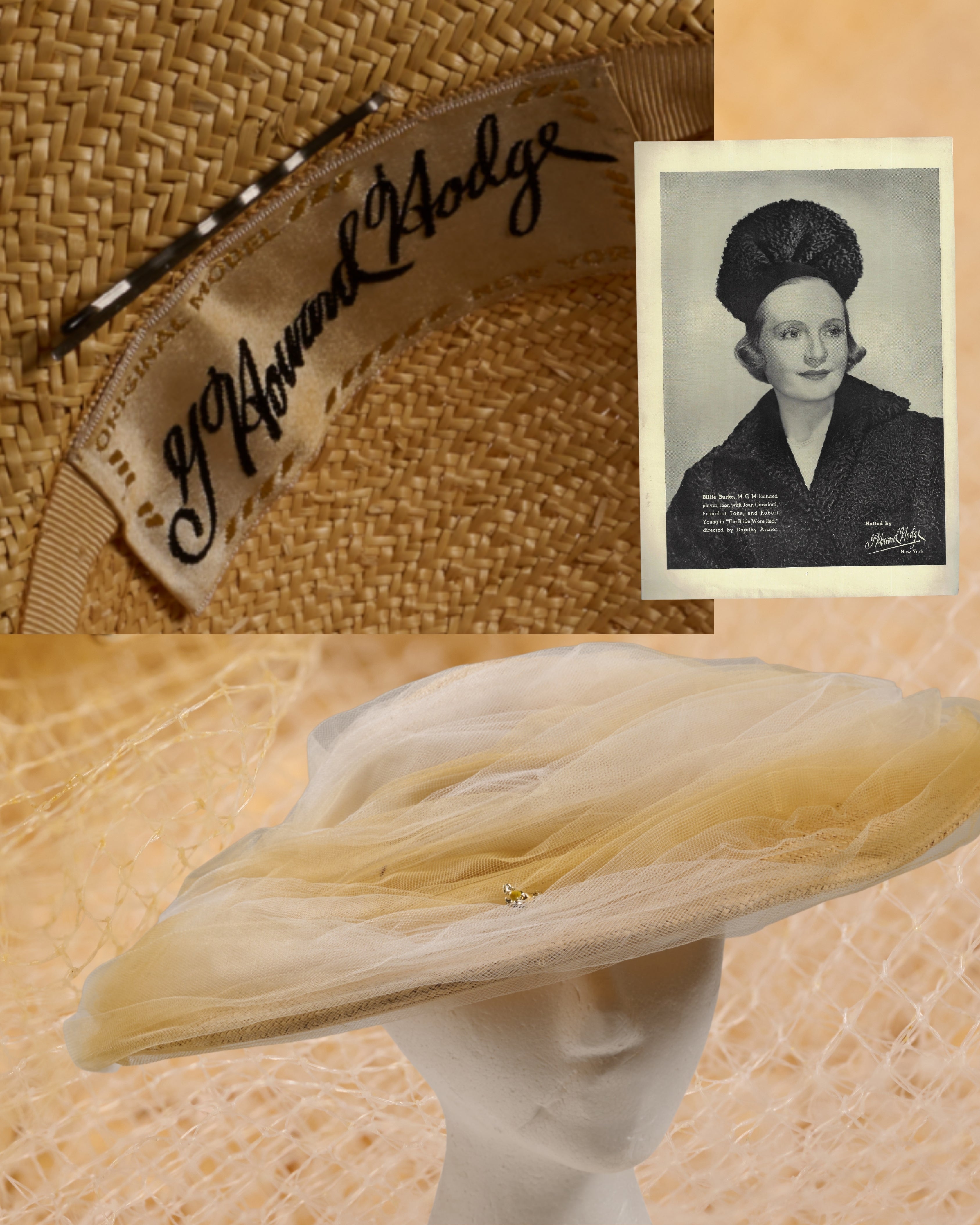1940s/50s G. Howard Hodge Tulle Bee Hat