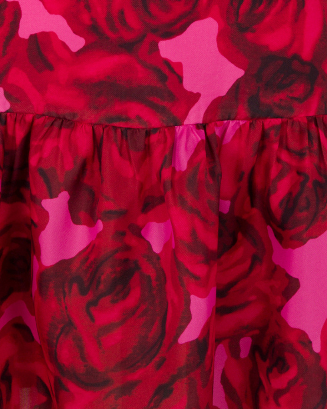 2023 Carolina Herrera Pink and Red Rose Patterned Midi Dress