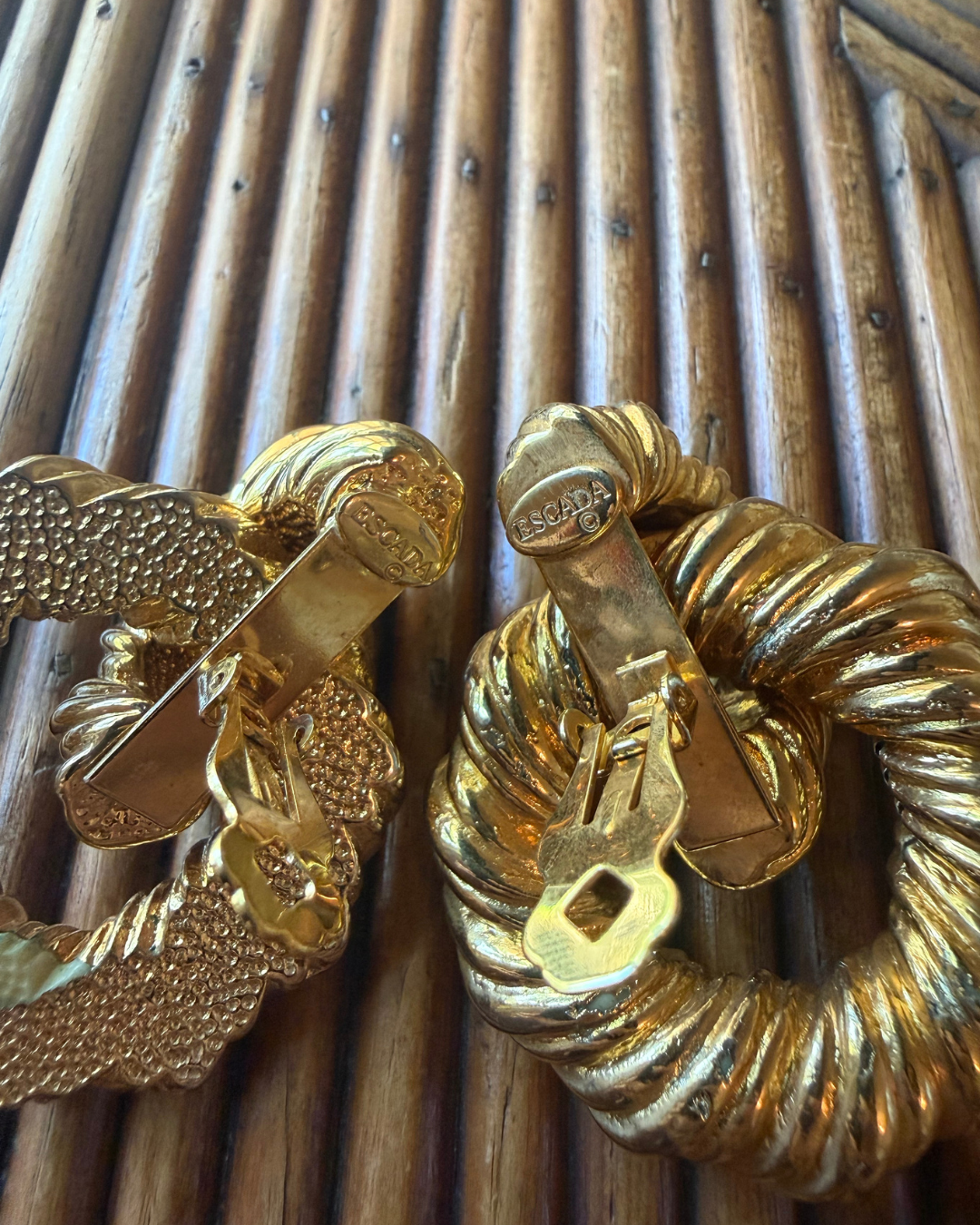 1980S Escada Gold Clip-On Earrings