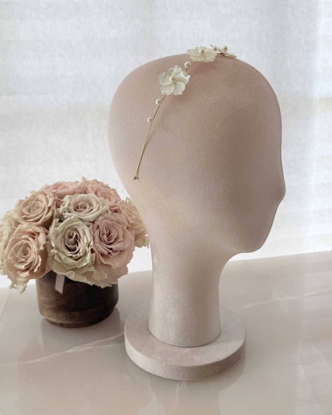 2010s Jennifer Behr Mother of Pearl Floral Headband
