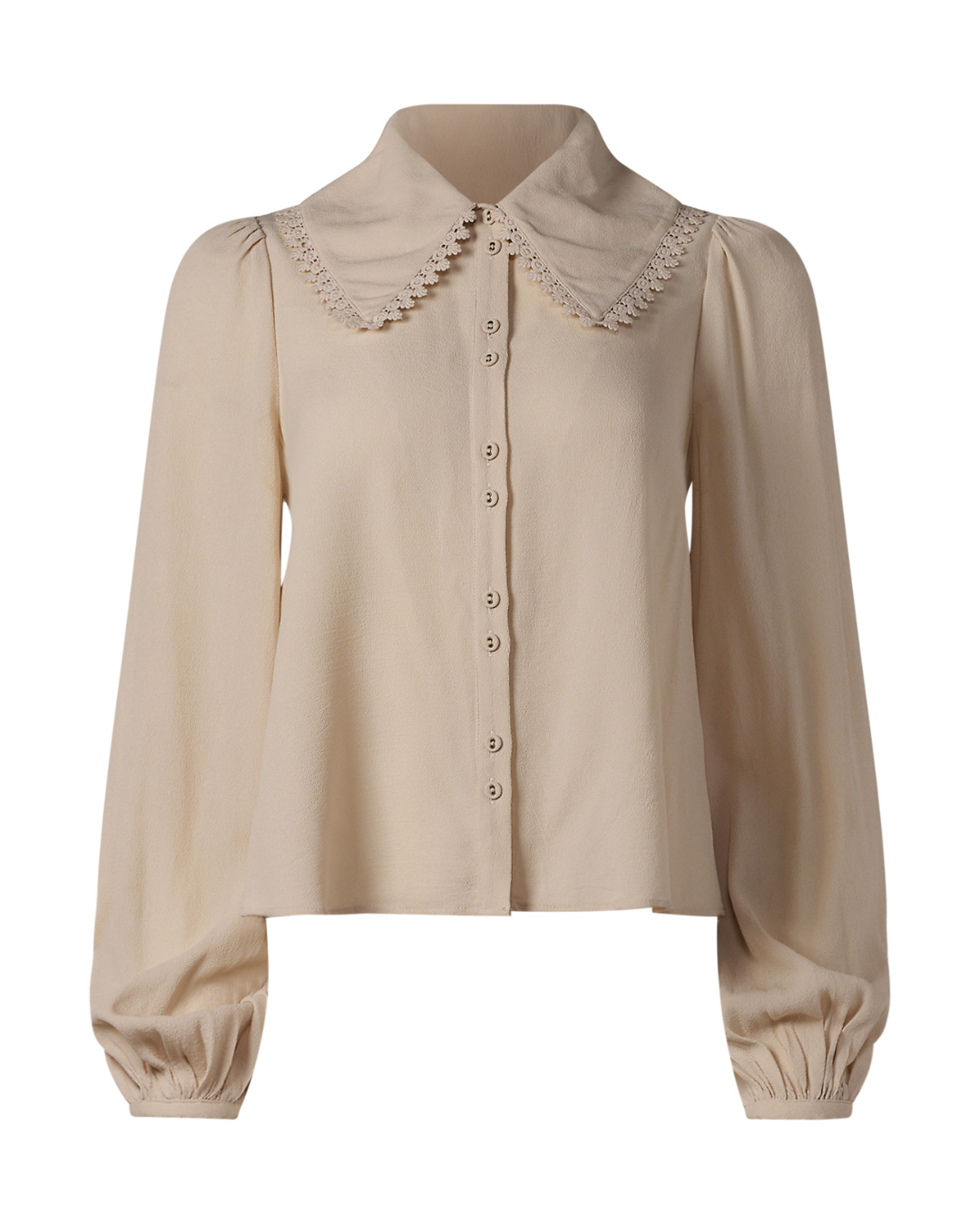2020s By Timo Cream Long Sleeve Collared Blouse