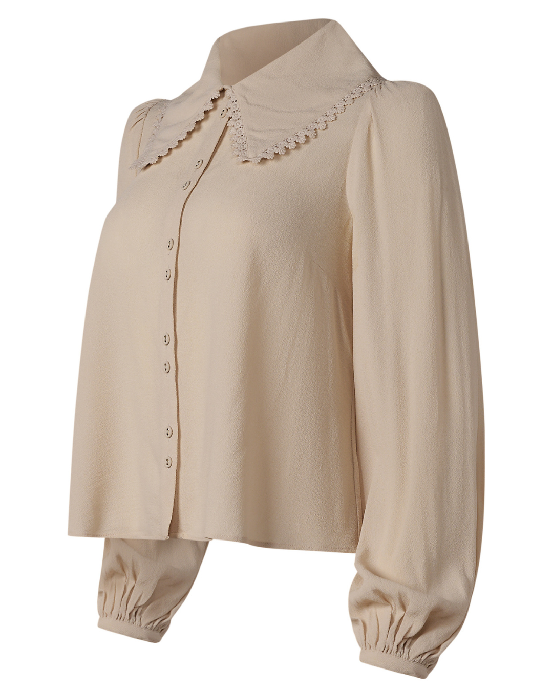 2020s By Timo Cream Long Sleeve Collared Blouse
