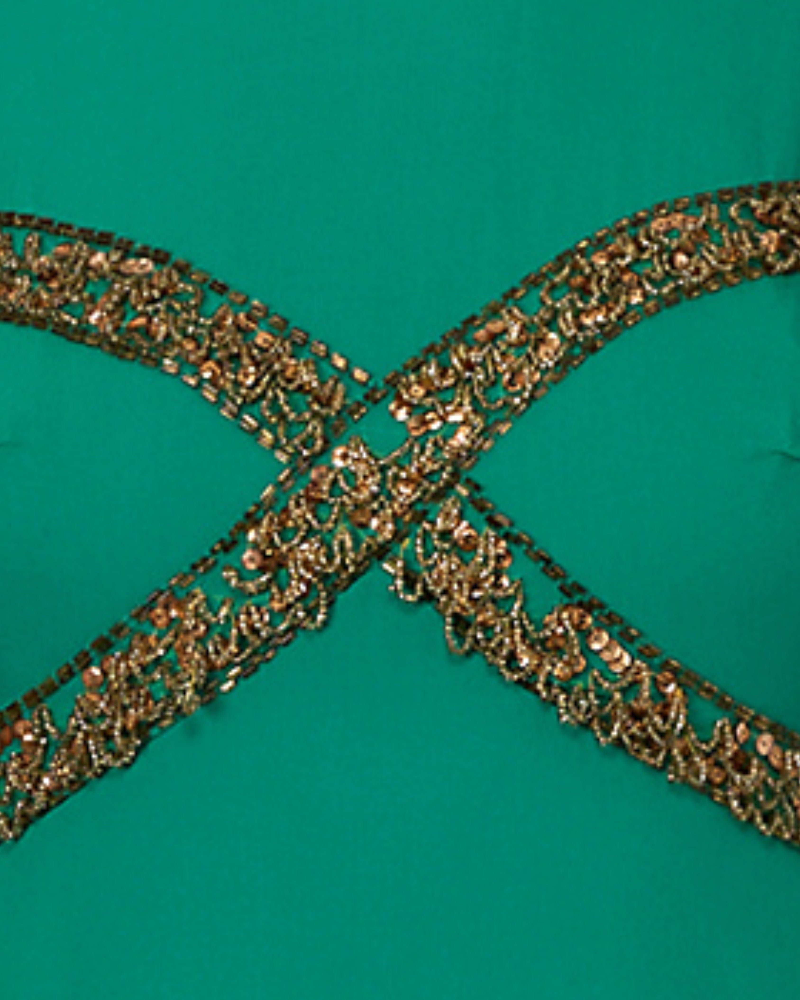 1960s Teal Beaded Chiffon Gown