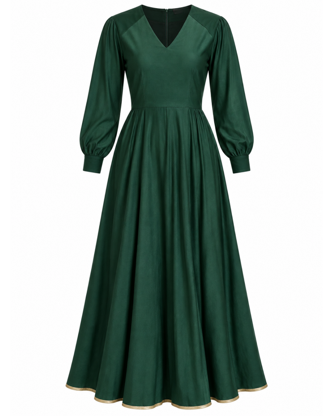 1970s Green Long Sleeve Gown