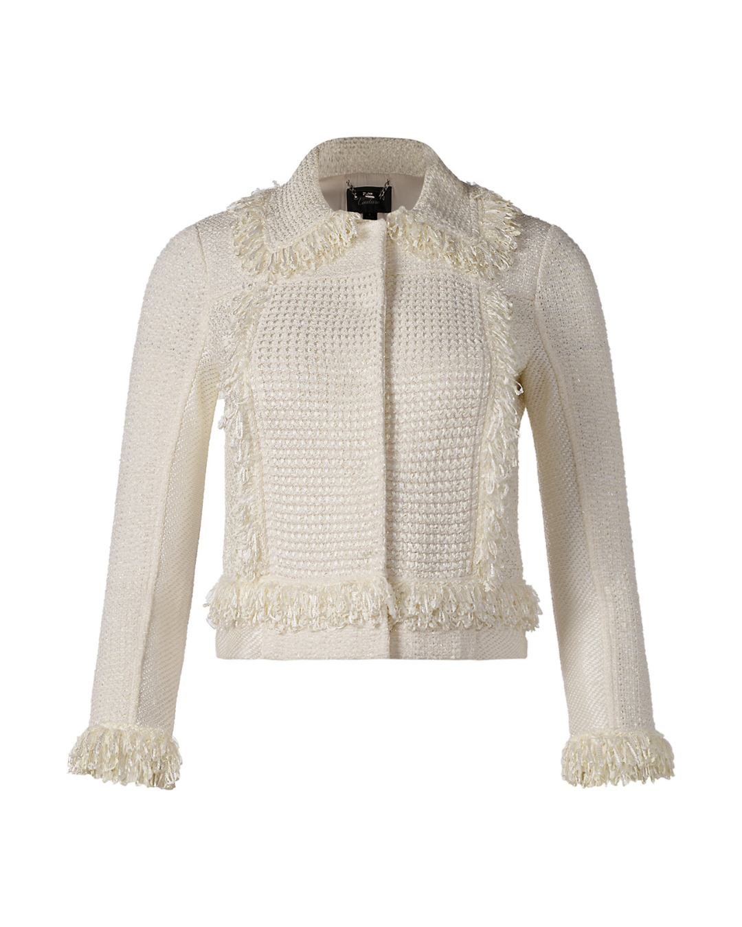 2010s St. John Couture White Fringe Woven Jacket