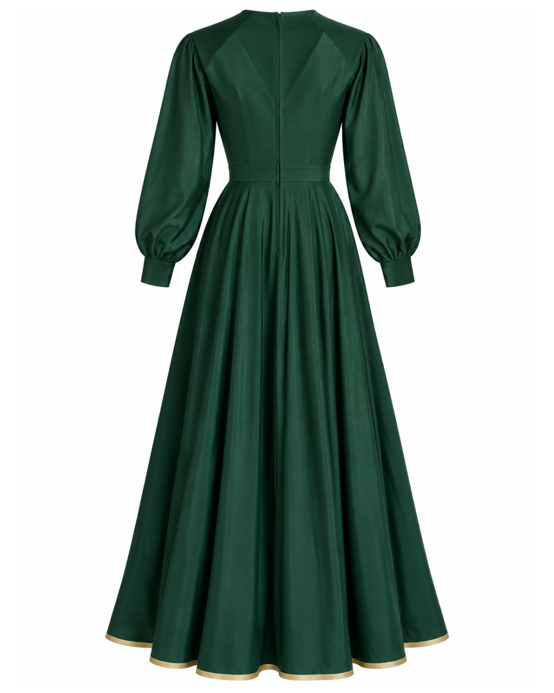 1970s Green Long Sleeve Gown