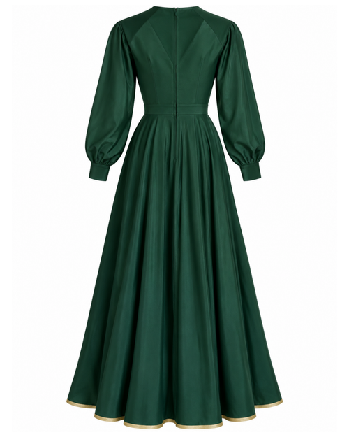 1970s Green Long Sleeve Gown